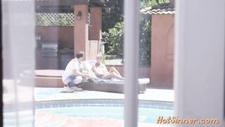Natural teen tugging lover