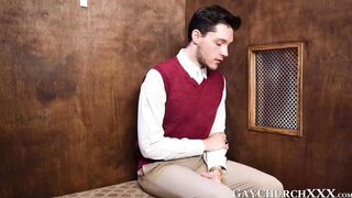 Sinful twink bareback drilled by priest in confession booth