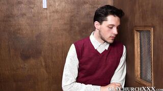 Sinful twink bareback drilled by priest in confession booth