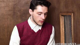 Sinful twink bareback drilled by priest in confession booth
