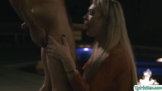 Busty trans Aubrey Kate 69 with her man