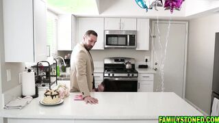 Stepdaughter starts blowing her stepdad