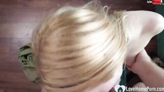 Blonde beauty hungers for her man's dick