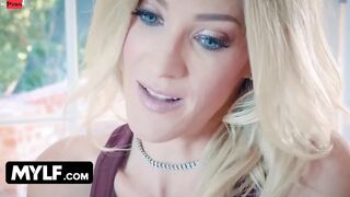 Mylf - Gigantic Titted Blonde Milf enjoying The Company Of Young Stud After Her Husband Bails On Her Again
