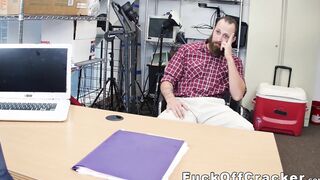 Bearded straight dude takes cash for interracial ass fuck