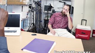 Bearded straight dude takes cash for interracial ass fuck