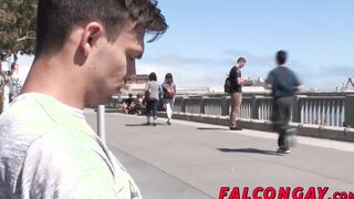 Deep blowjob affair in the toilet with two cock lovers