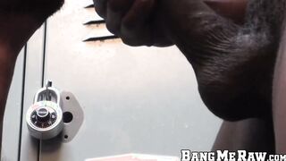 Hung black dude has raw sex with a bald macho