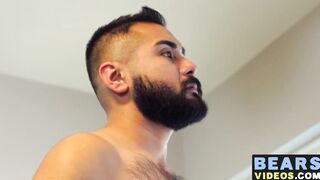 Hairy bear strokes his cock thinking about being fucked