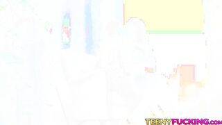 Big tits horny teen deepthroating cock before anal drilling