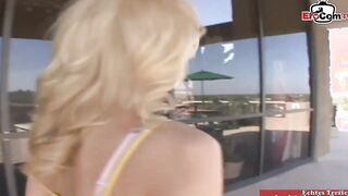Thin tattooed blonde lesbians having strap-on sex