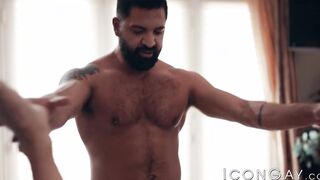 Inked Zak Bishop fed hot jizz after hardcore ass pounding