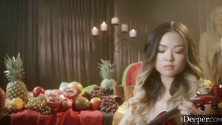 Deeper. Mona leads the ultimate five-women reverse gang bang