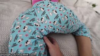 Horny tiny stepsister was caught masturbating while watching porn