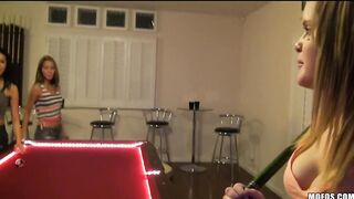four young turned on party-bimbos fucked into sex party & share gigantic hard-penis