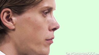 Horny twink pounded hard bareback instead of confessing sins
