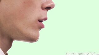 Horny twink pounded hard bareback instead of confessing sins