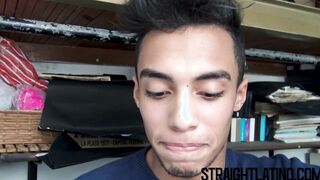 Young straight Latino banged and facialised for money