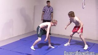 Slender young gays have long and hardcore wrestling session