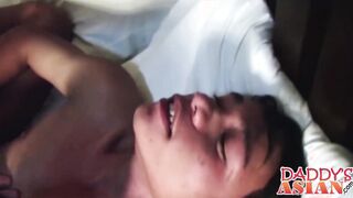 Horny Daddy having fun with two super cute Asian twinks