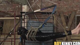 Hot twink Xavier getting that black plastic from master