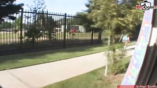 Ebony haired barely legal with tiny melons pick up for sex in the car