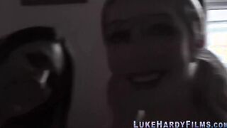 Dark Hair Hottie blowing off penis