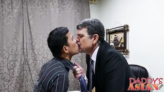 Asian twink Alex and Daddy having a anal sex in a office
