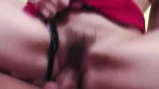 Gorgeous brunette MILF with perfect small tits gets fucked in her hot hairy pussy and