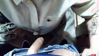 Nerdy red haired loves munching a hard shaft