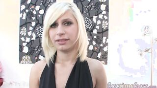 Newbie blonde records her first sex tape after an interview