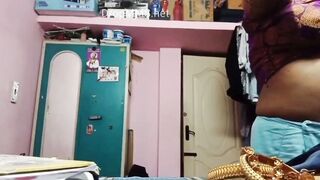 Desi hot Tamil mom big nipples hairy pussy big ass show son enjoy handjob
