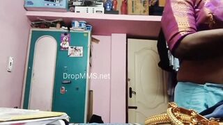 Desi hot Tamil mom big nipples hairy pussy big ass show son enjoy handjob