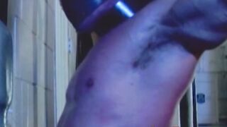 Time with whip in bondage with muscular tied up hunk man