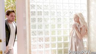 Nubile blonde Elsa Jean rides her stepbrothers huge dick