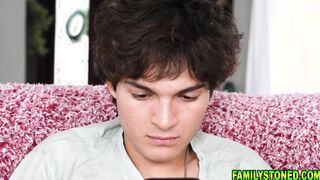 Stepmom sucking her stepsons cock so deep