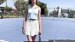 Stranger pretended to be a coach and fucked a hot tiny student