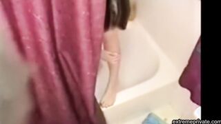 My sister 19 caught shaving legs and pussy