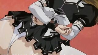 Beautiful babe in uniform gets masturbated