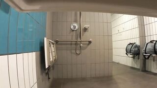 women spied inside outdoors WC changing and taking a shower