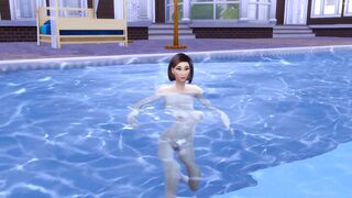 StepSon Fucks Sleeping Korean StepMom After Swimming Inside The Pool