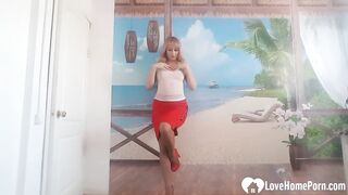 Charming aunt teases while wearing brown pantyhose