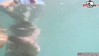 French blonde mom gotten anal 3 way mmf double penetration at the beach