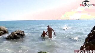 French blonde mom gotten anal 3 way mmf double penetration at the beach