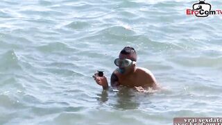 French blonde mom gotten anal 3 way mmf double penetration at the beach