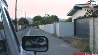 Blonde Teen with natural melons picked up for sex into