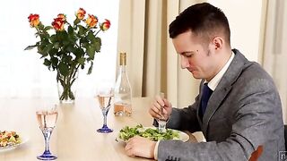 There's always room for romance, as Sam Bourne proves when he prepares a nice meal for Anie Darling. They have