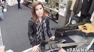 Good looking gal has steamy fuck session in the pawnshop