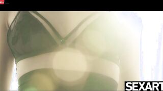 Bombshell Blonde Plays with her Gigantic Natural Breasts as she Masturbates