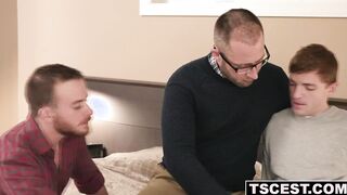 Awesome threesome with stepdad and stepbros